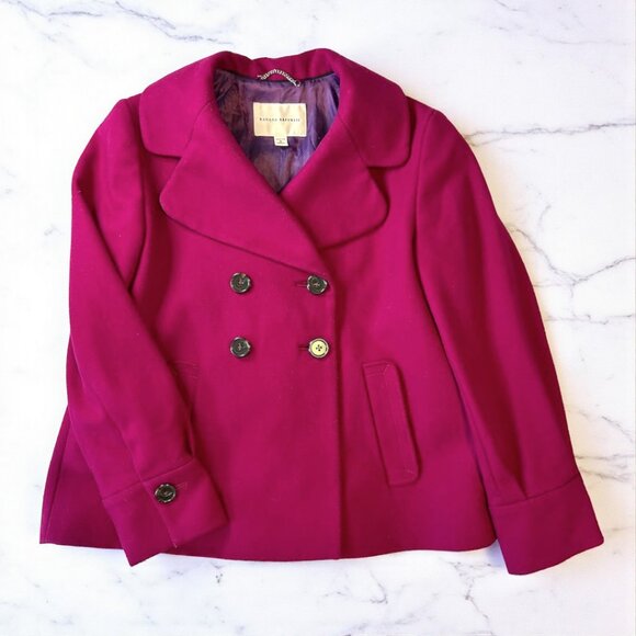 Banana Republic magenta wool blend pea coat - Picture 1 of 13